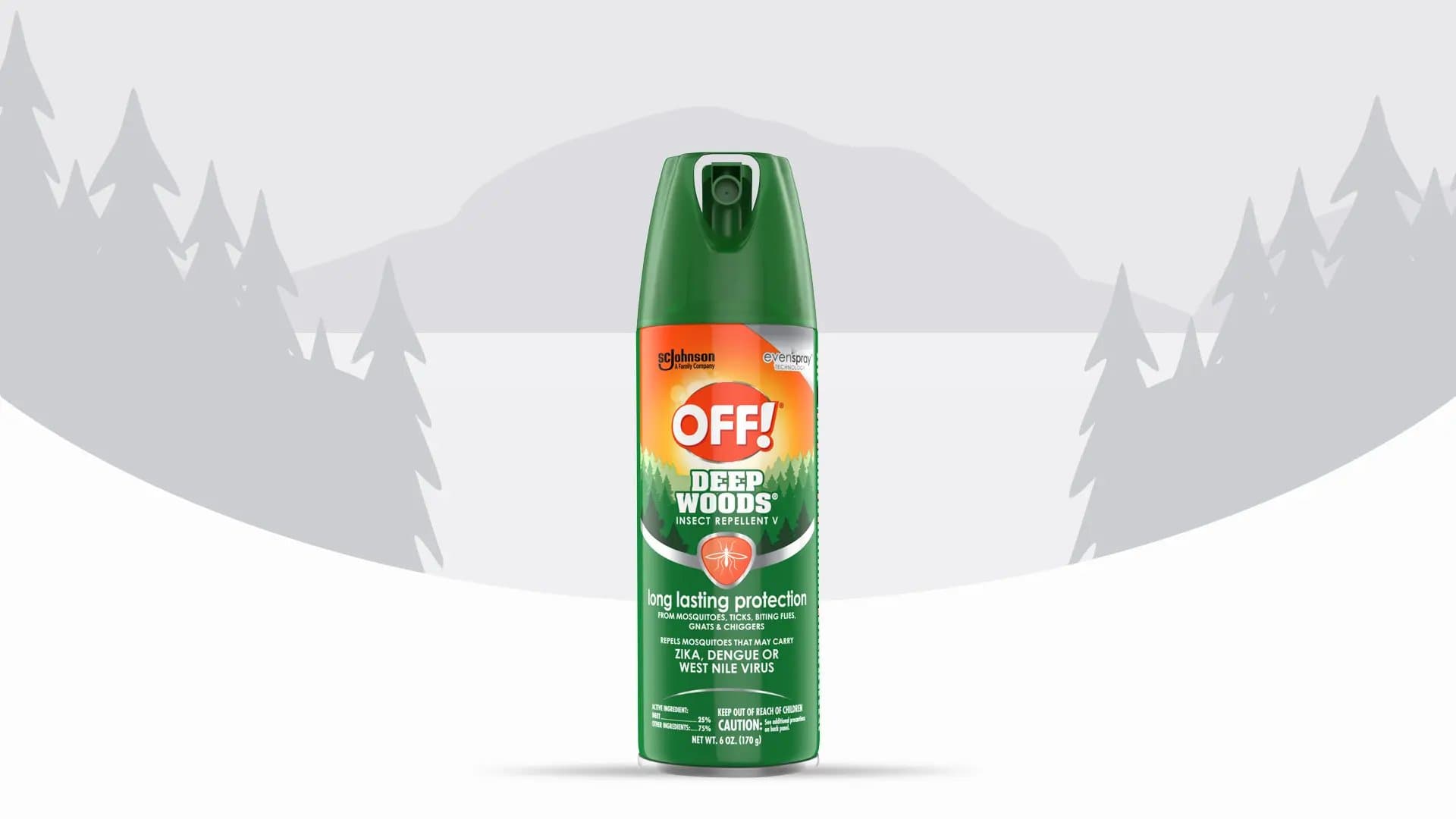 Frente de un envase de metal de OFF!® Deep Woods® Aerosol